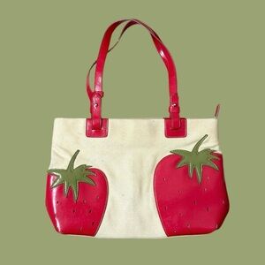 MX Strawberry Tote Shoulder Bag Purse Handbag Canvas Y2K